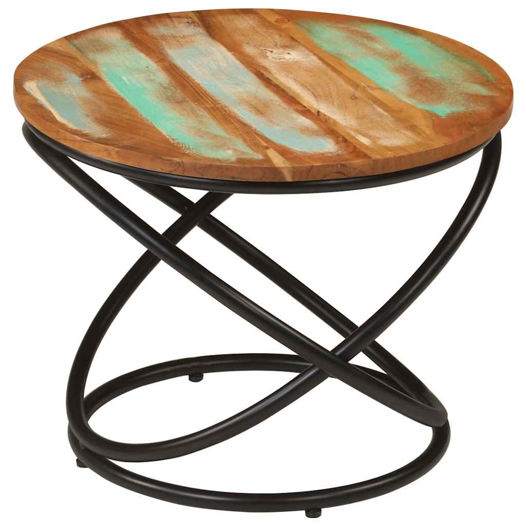 Sofabord ø50x40 cm massivt genbrugstræ og stål - number 10.