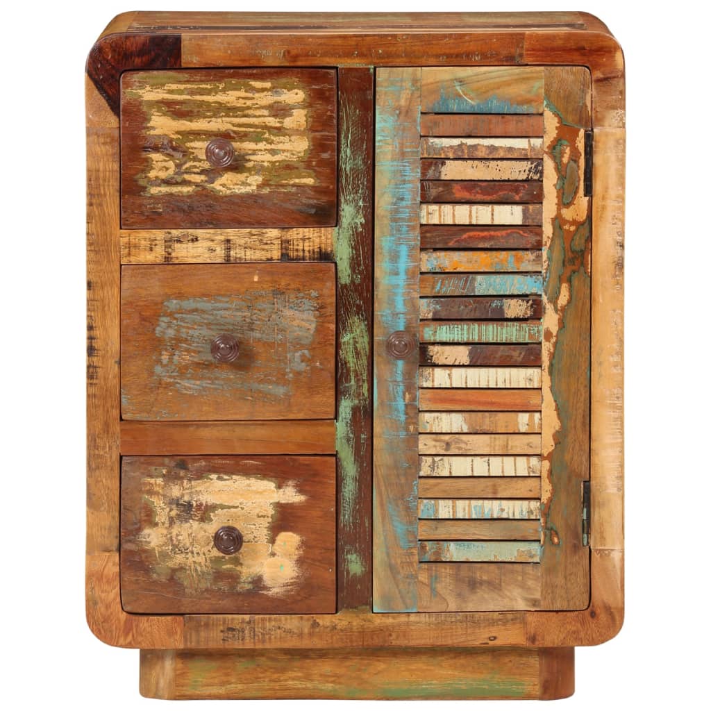 Skænk med 3 skuffer 55x30x70 cm massivt genbrugstræ - number 2.