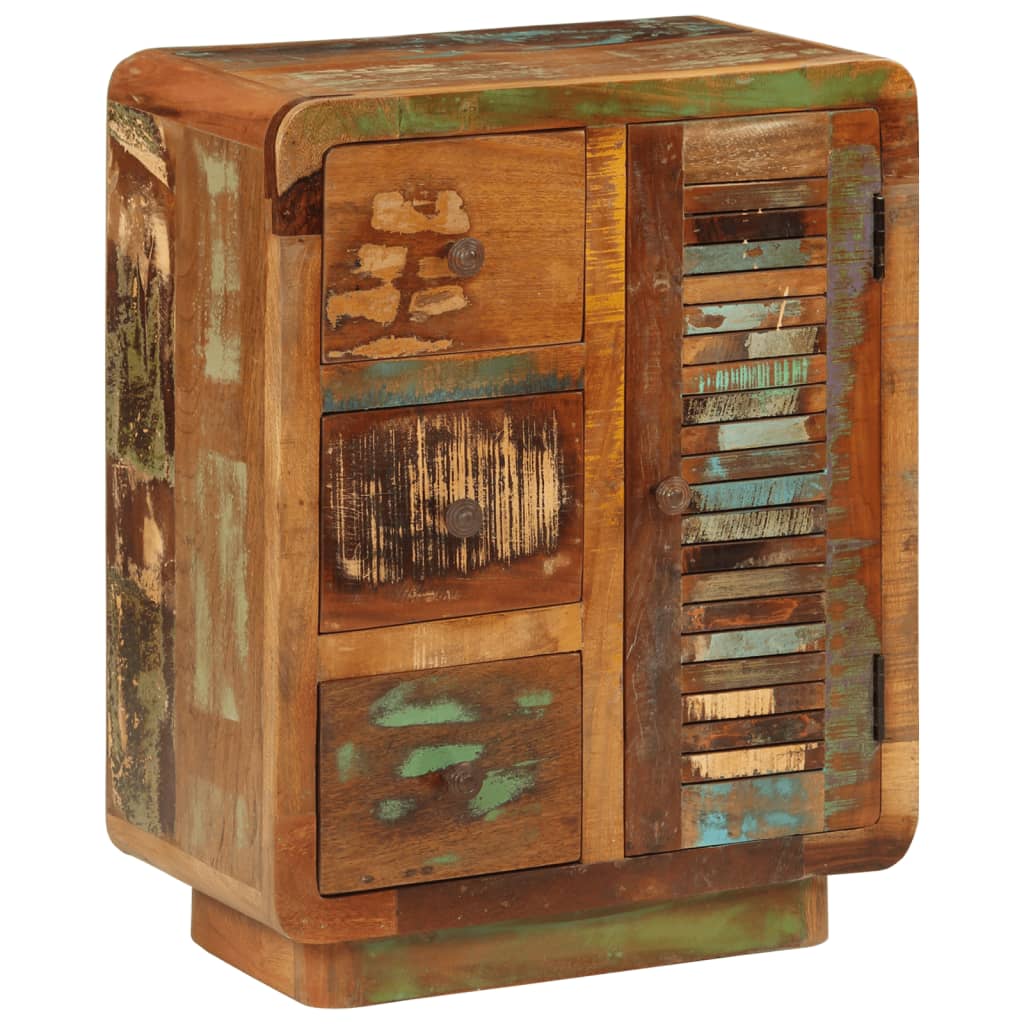 Skænk med 3 skuffer 55x30x70 cm massivt genbrugstræ - number 11.