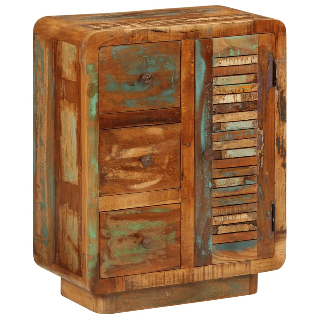 Skænk med 3 skuffer 55x30x70 cm massivt genbrugstræ - number 12.