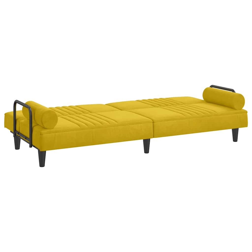 Sofa rozkładana z podłokietnikami welur - żółta - number 6.
