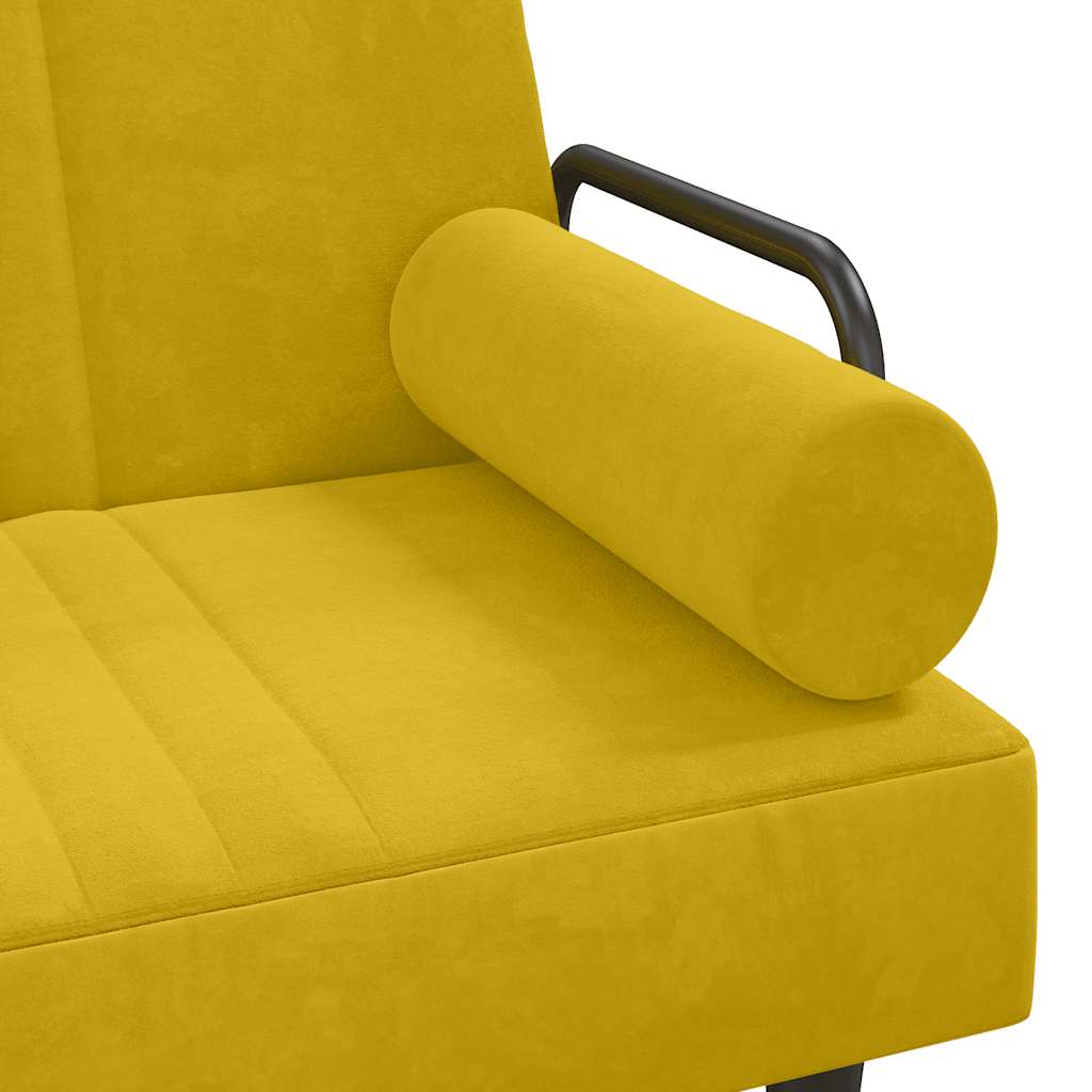 Sofa rozkładana z podłokietnikami welur - żółta - number 9.