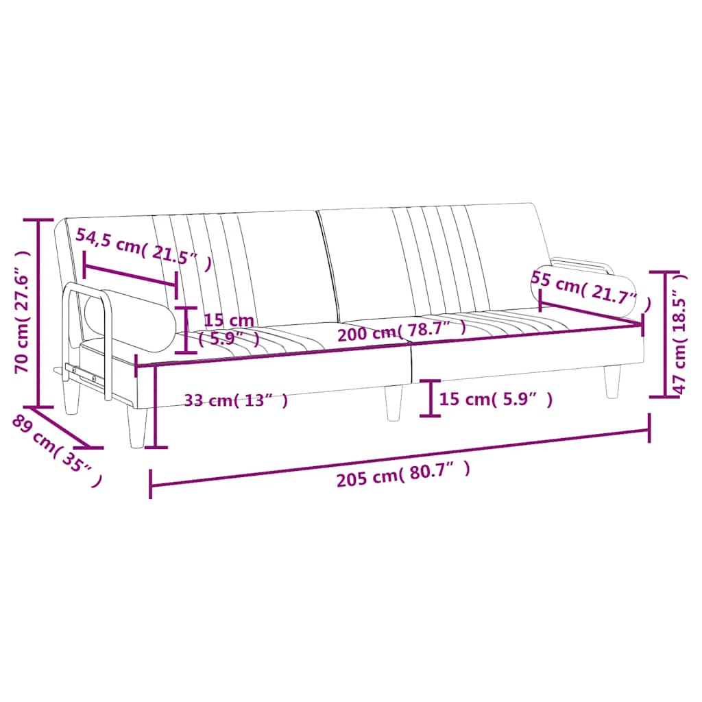 Sofa rozkładana z podłokietnikami welur - żółta - number 11.