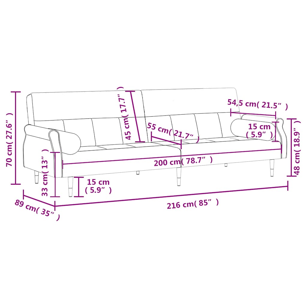 Sofa bed with velor cushions - number 12.