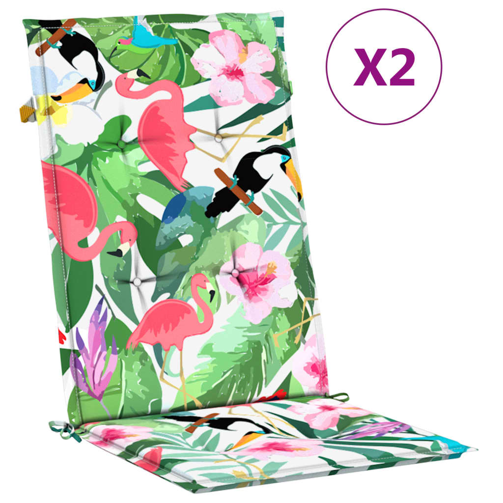 Stolehynder med høj ryg 2 stk. 120x50x3 cm stof flerfarvet - number 2.