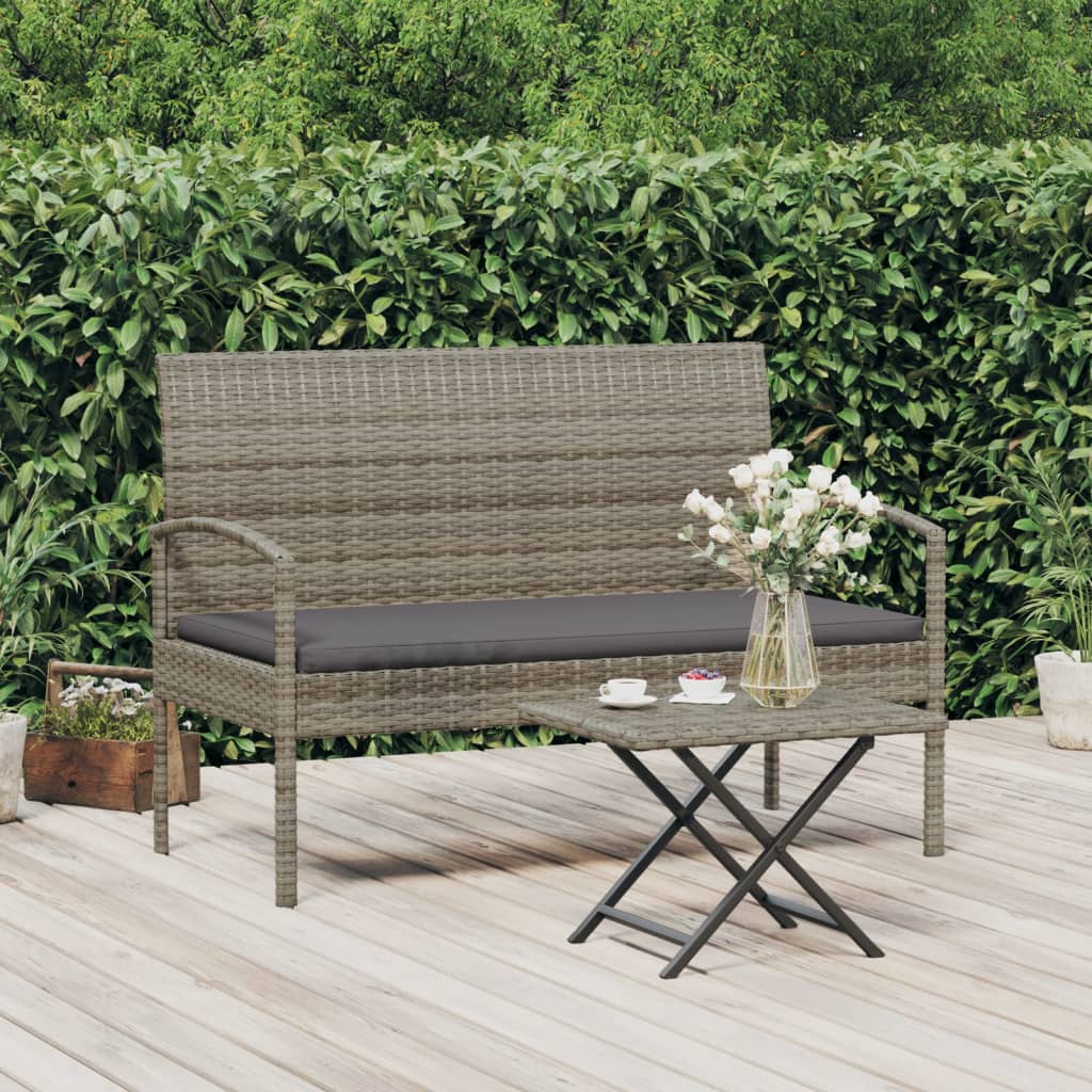 Havebænk med hynde 105 cm polyrattan grå - number 1.