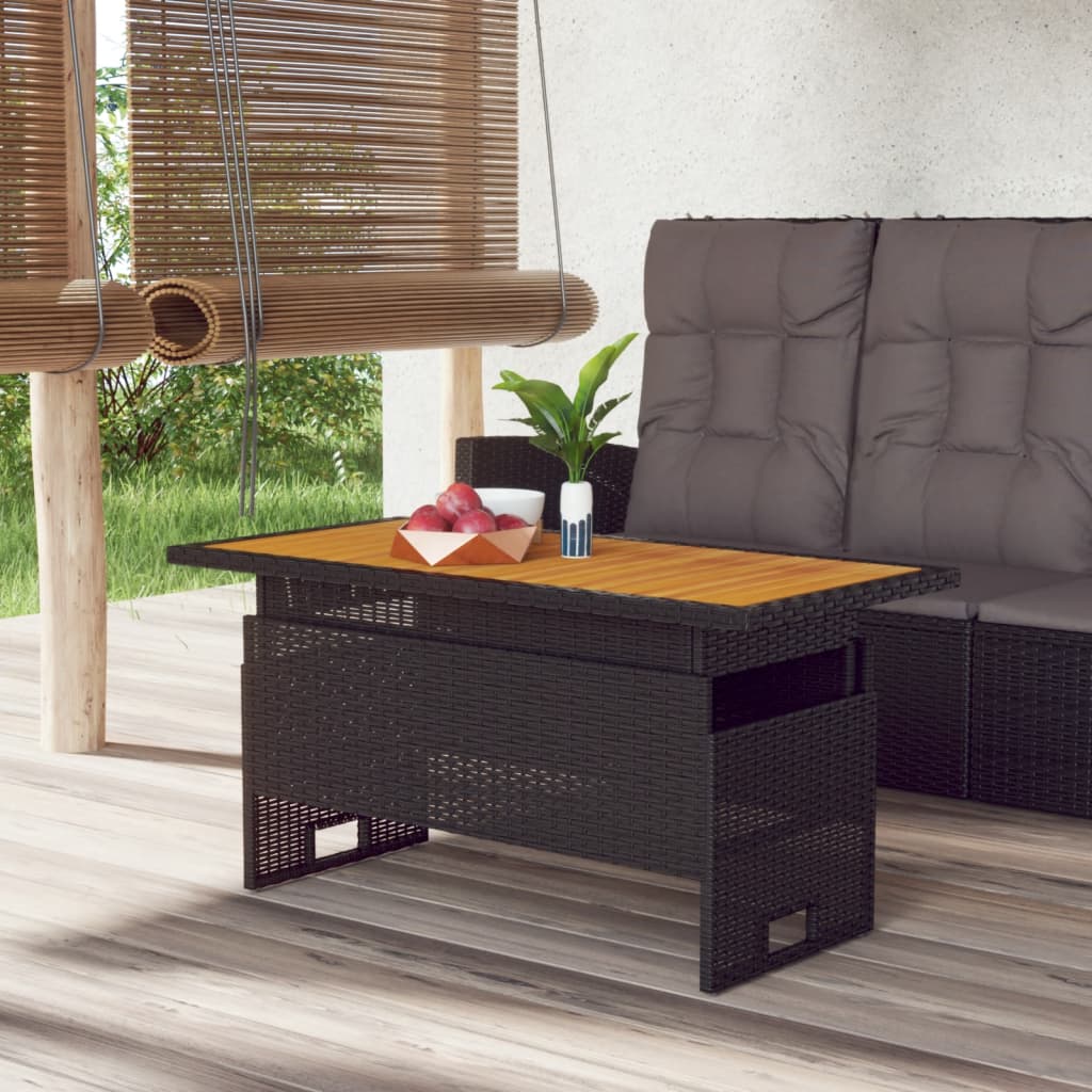 Hagebord 100x50x43/63 cm heltre akasietre og polyrattan - number 1.