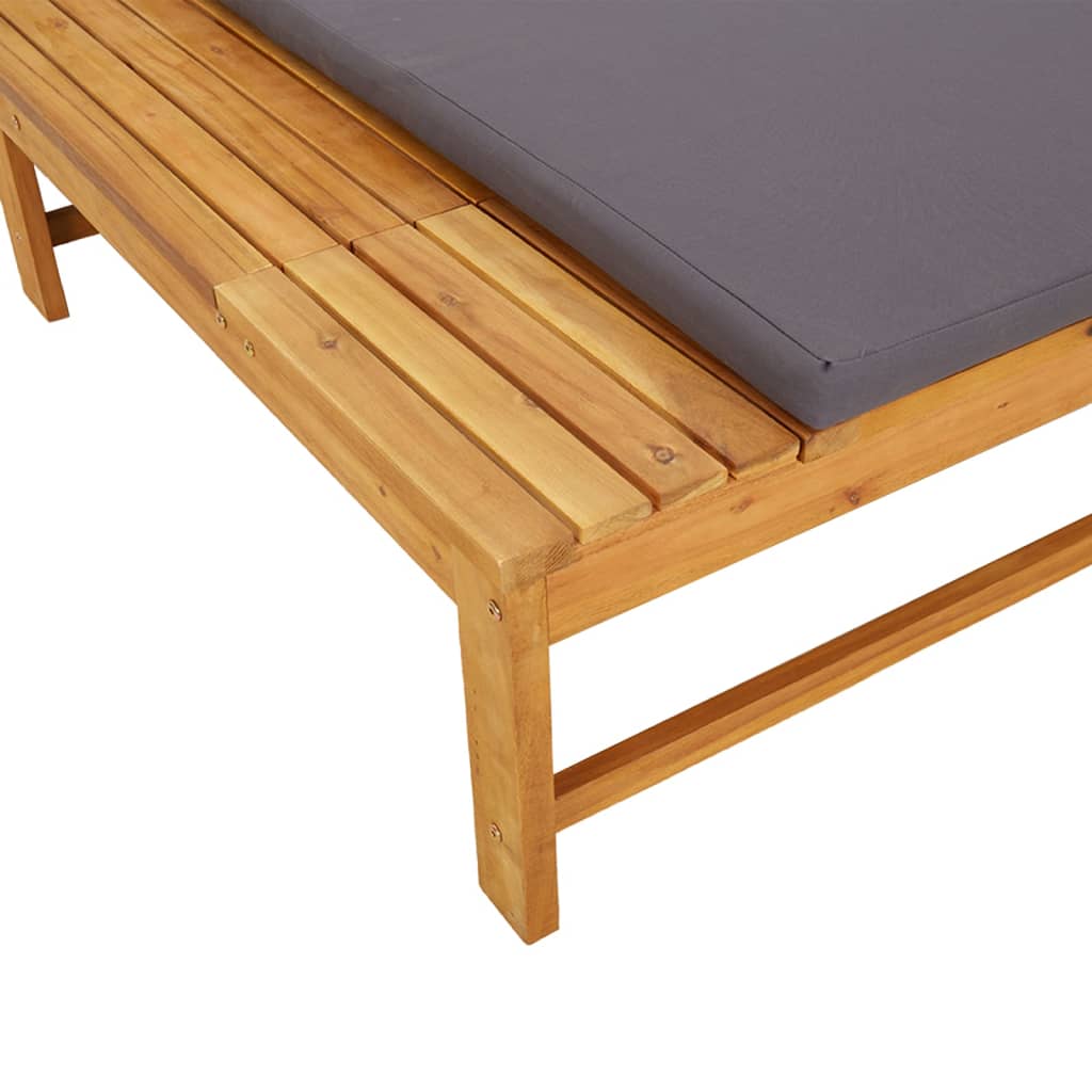 Liggestol med hynde og pude massivt akacietræ - 1, mørkegrå - number 8.