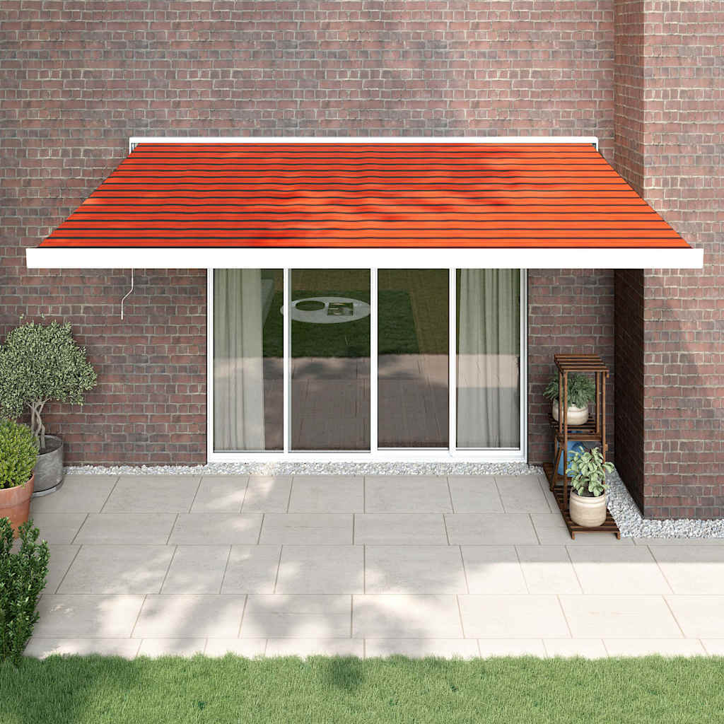 Folding awning 4x3 m fabric and aluminum orange and brown - number 1.