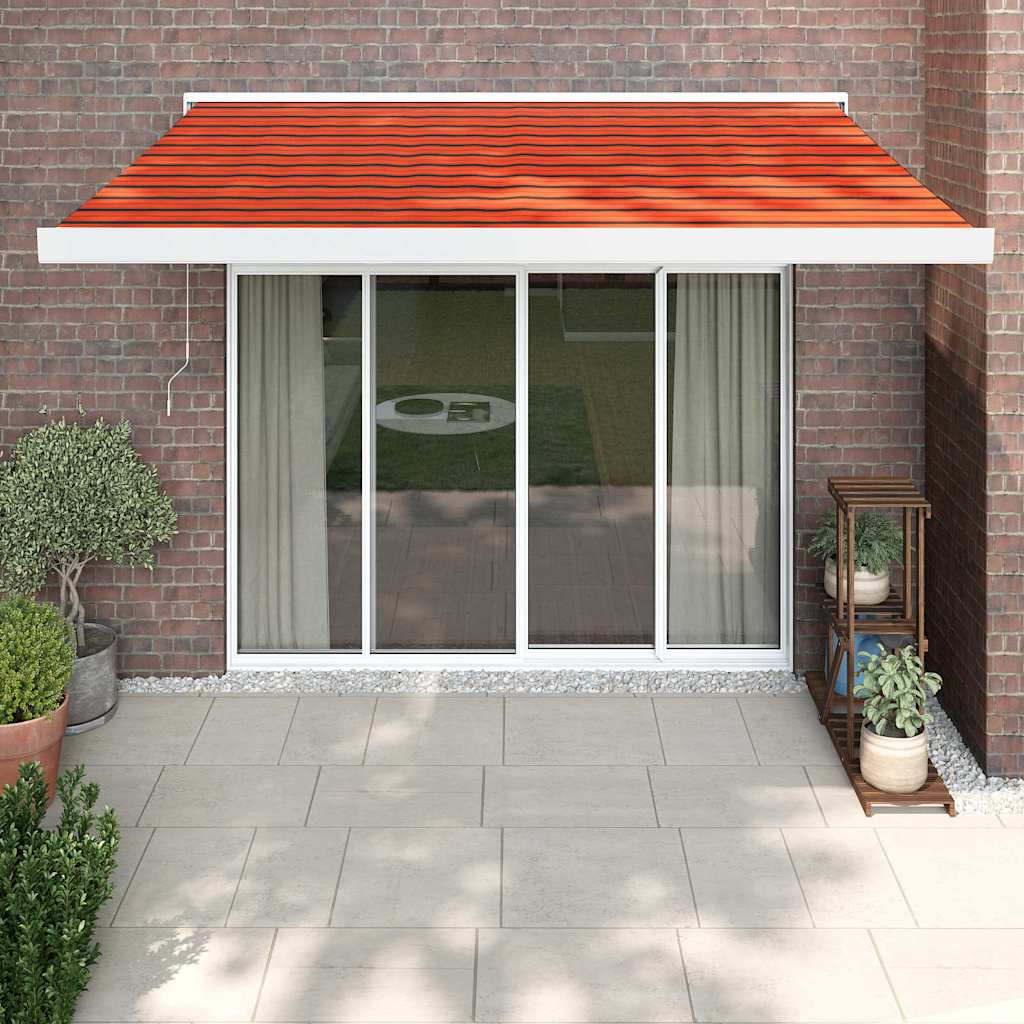 Folding awning 3x2.5 m fabric and aluminum orange and brown - number 1.