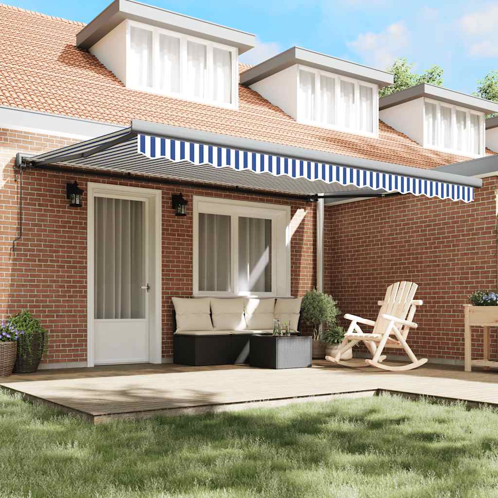 Foldemarkise 4,5x3 m stof og aluminium blå og hvid - number 3.