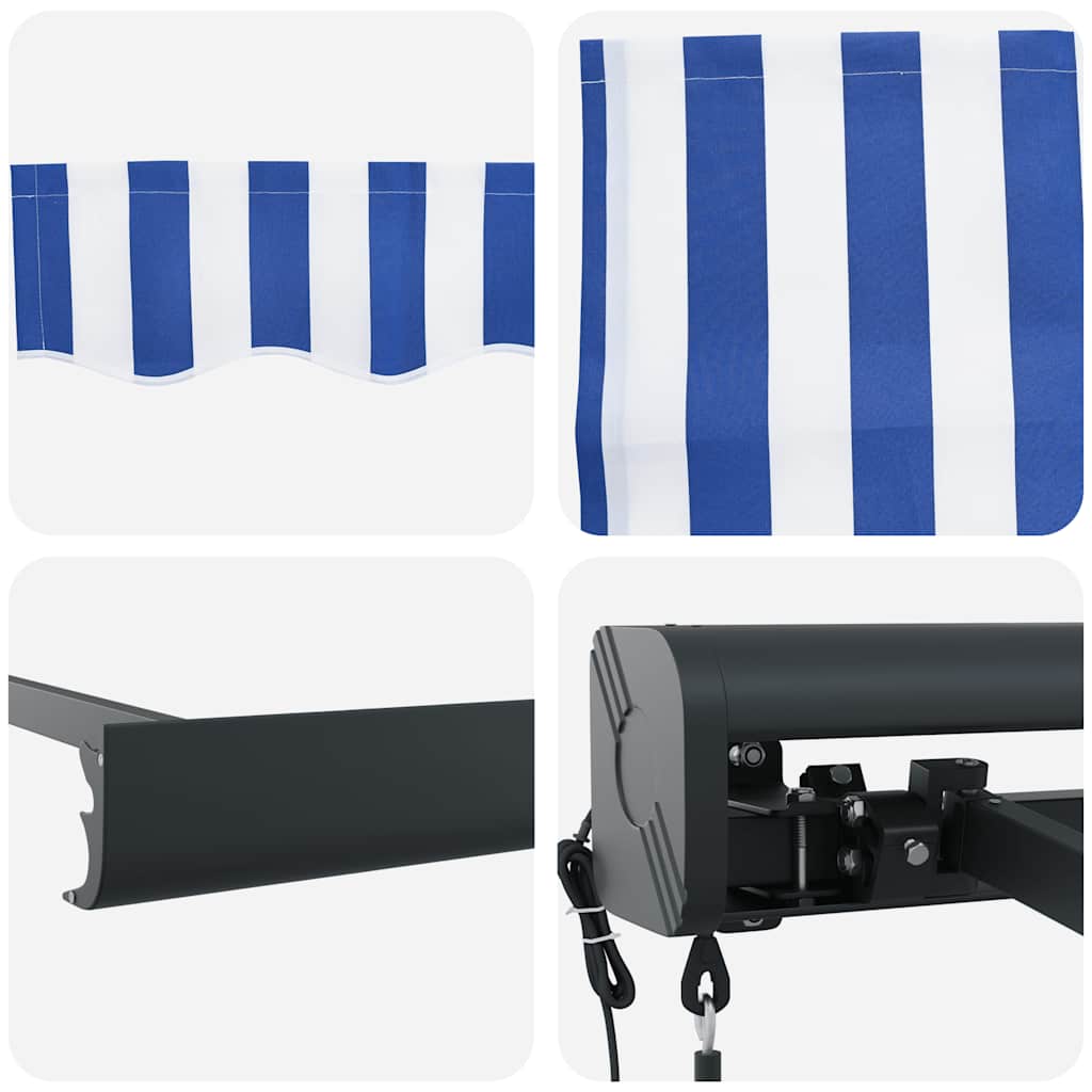 Foldemarkise 4,5x3 m stof og aluminium blå og hvid - number 10.