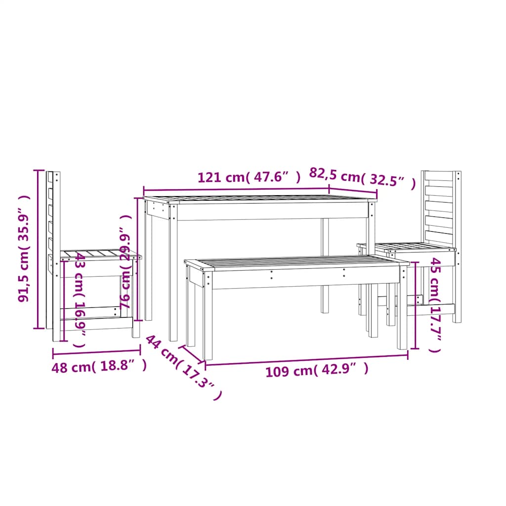 Stol za blagovaonicu za vrtne dijelove masivna jela douglas - douglasgran natural, 4 - number 10.