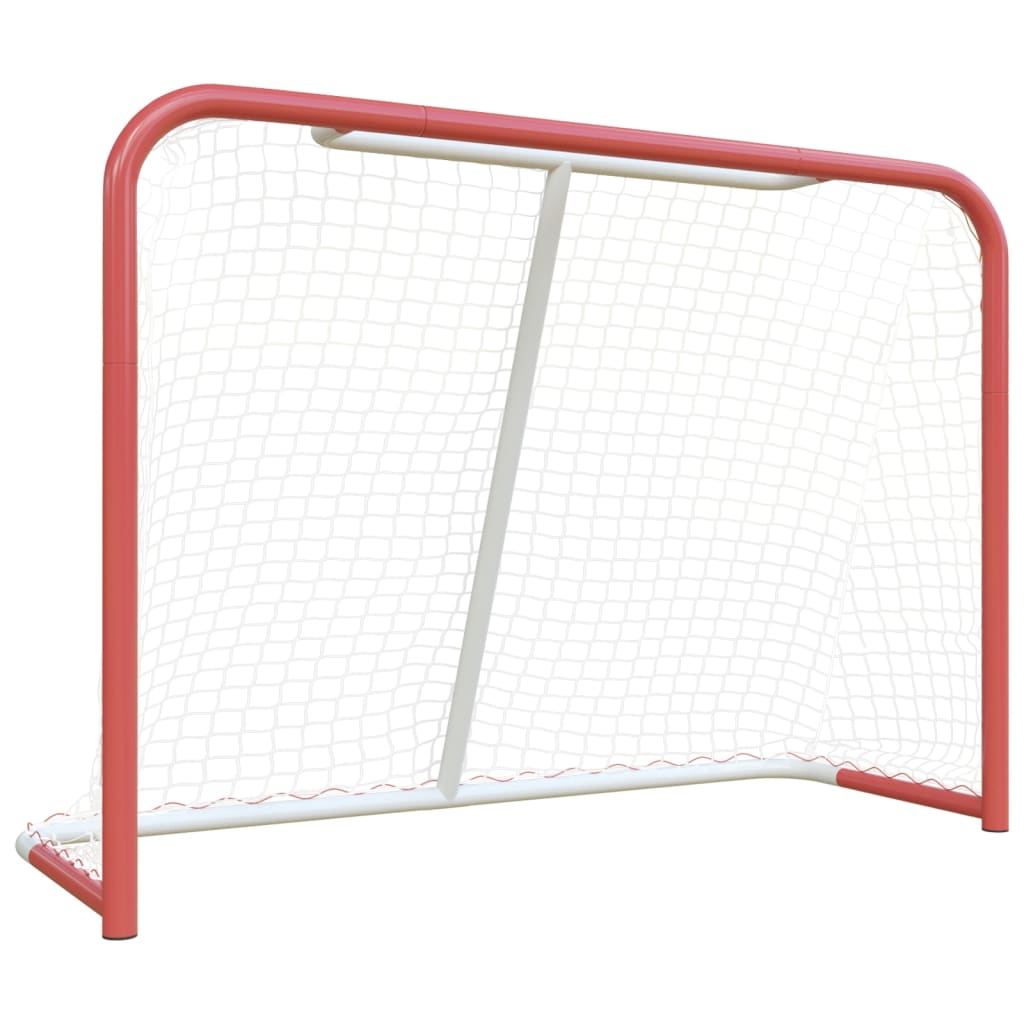 Hockeymål med net 153x60x118 cm stål og polyester rød og hvid - number 2.