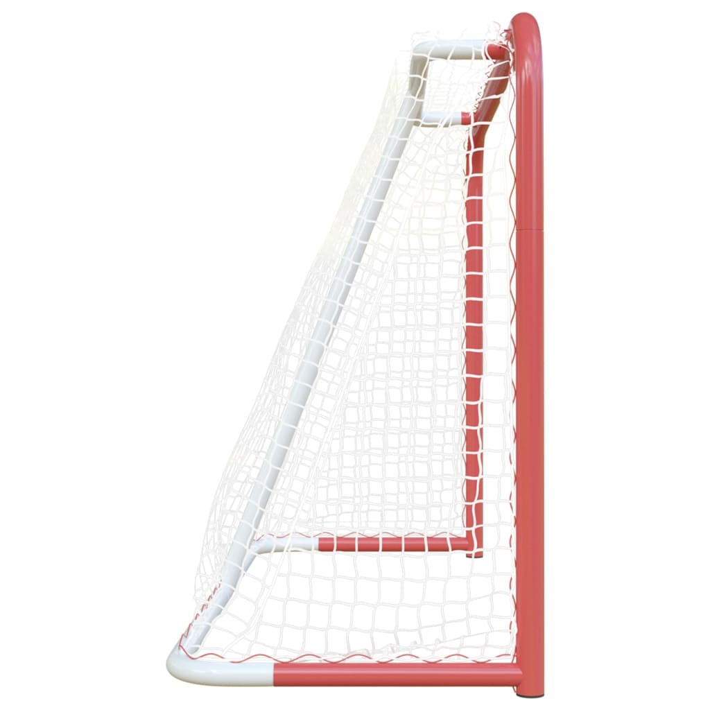 Hockeymål med net 153x60x118 cm stål og polyester rød og hvid - number 4.