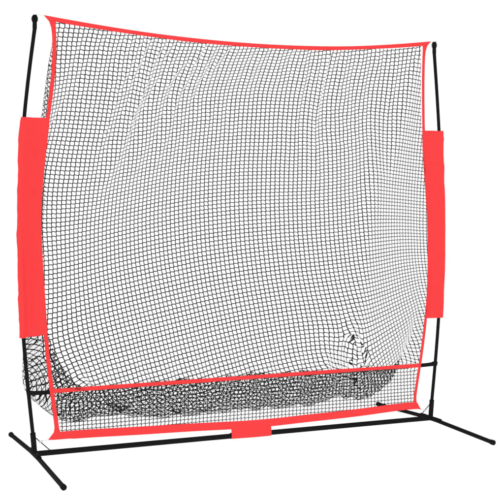 Bærbart baseballnet 215x107x216 cm polyester sort og rød - number 2.