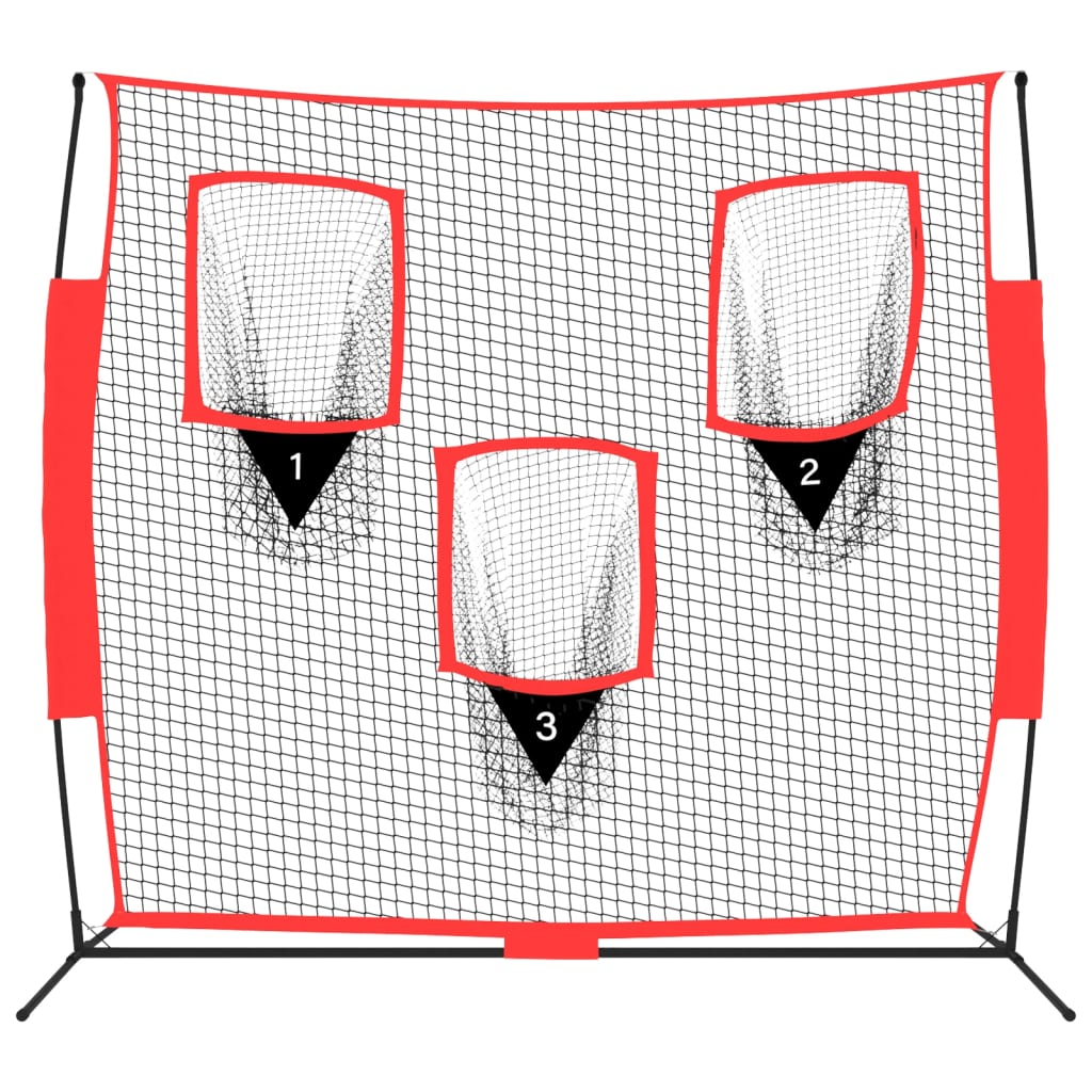 Bærbart baseballnet 183x105x183 cm polyester sort og rød - number 3.