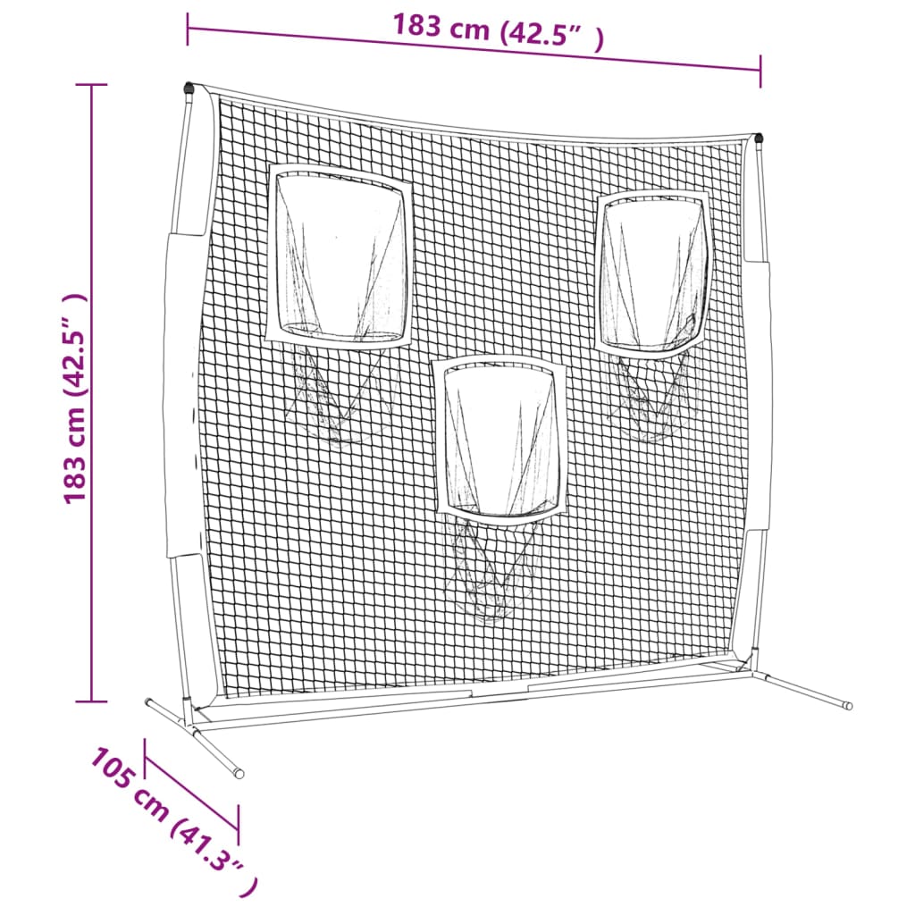 Bærbart baseballnet 183x105x183 cm polyester sort og rød - number 8.