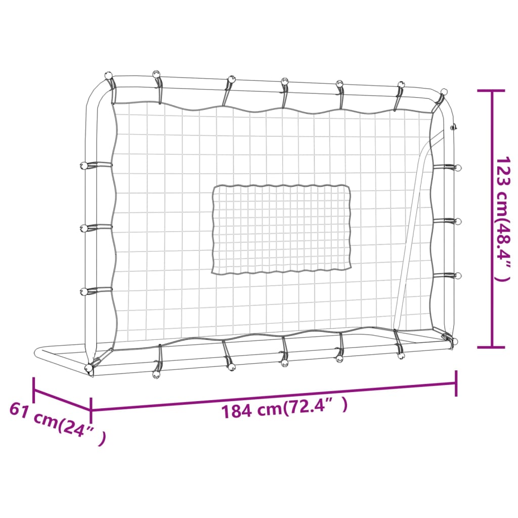 Fodbold-rebounder med net 184x61x123 cm stål og pe sort og hvid - number 7.