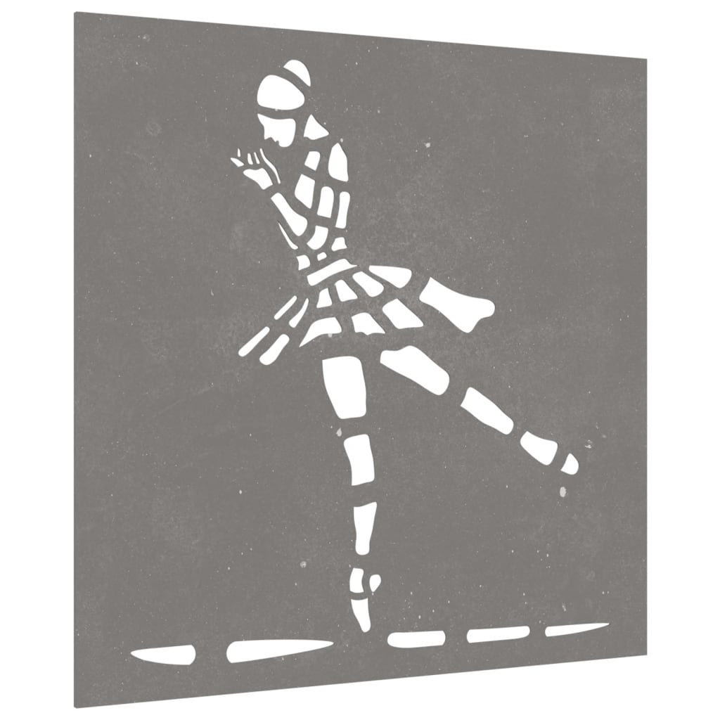 Outdoor wall decoration 55x55 cm ballet design corten steel - number 3.
