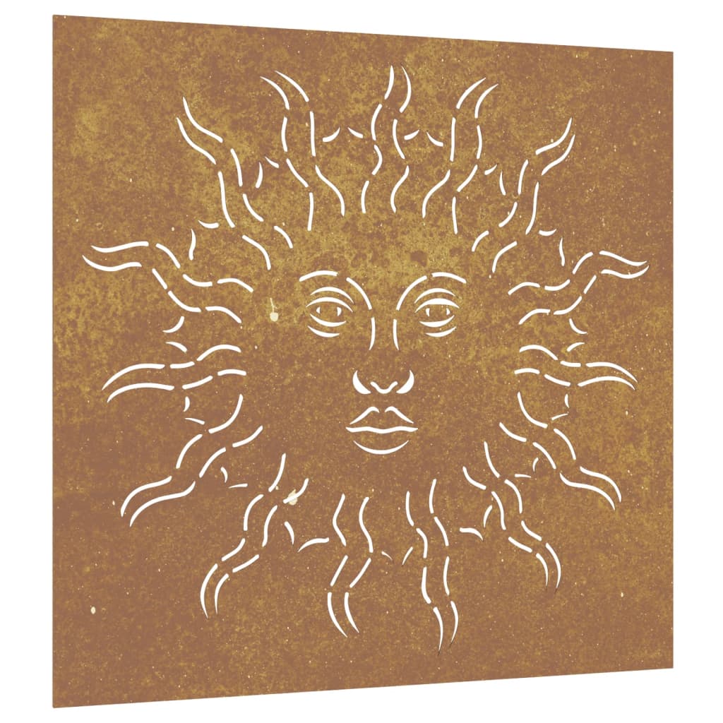 Outdoor wall decoration 55x55 cm solar design corten steel - number 2.