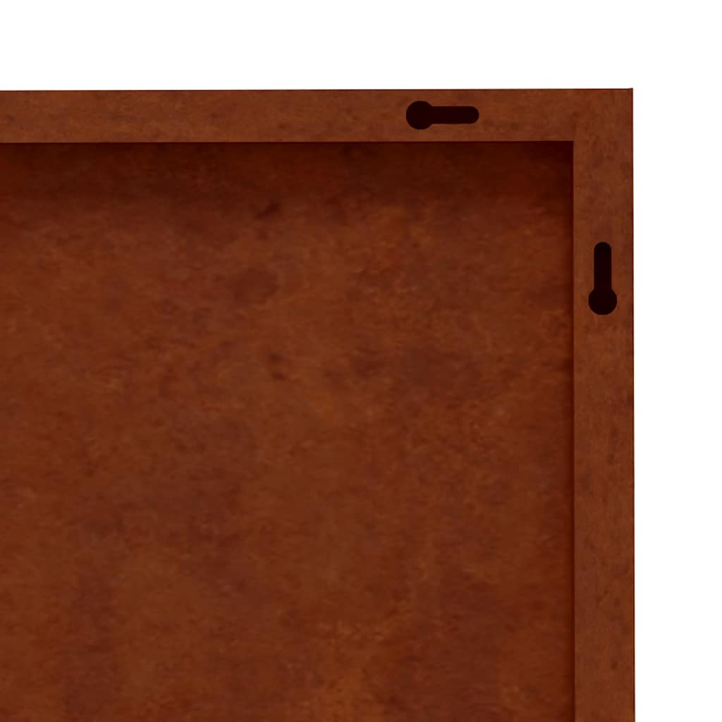 Décoration murale extérieure 55x55 cm design bois acier corten - 55 x 55 x 0,7 cm (l x l x h) - number 7.