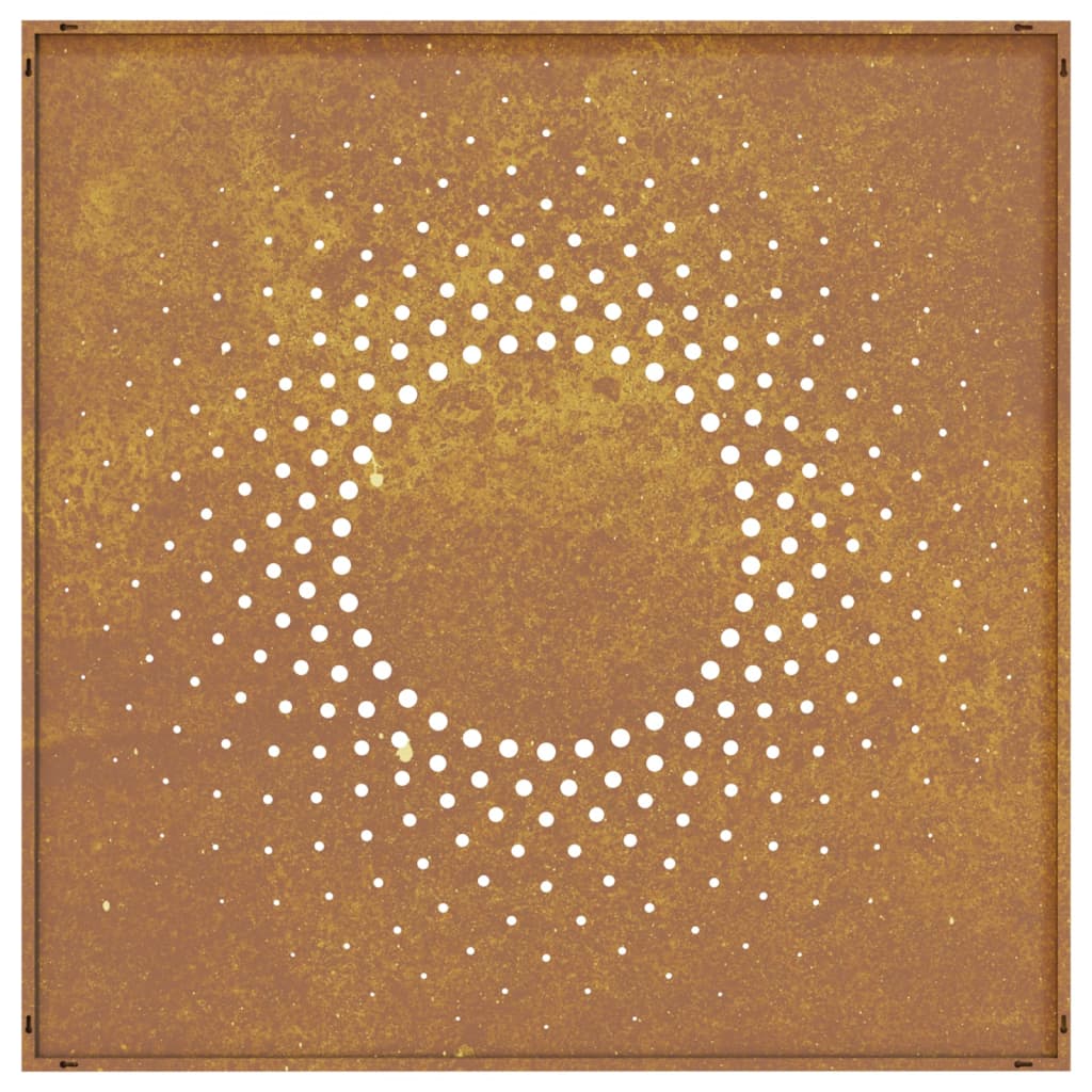 Outdoor wall decoration 55x55 cm solar design corten steel - number 5.