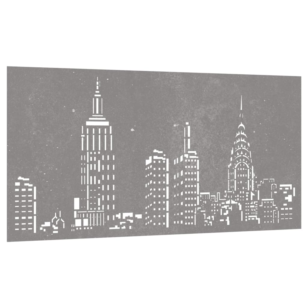Outdoor wall decoration 105x55 cm skyline design corten steel - number 3.