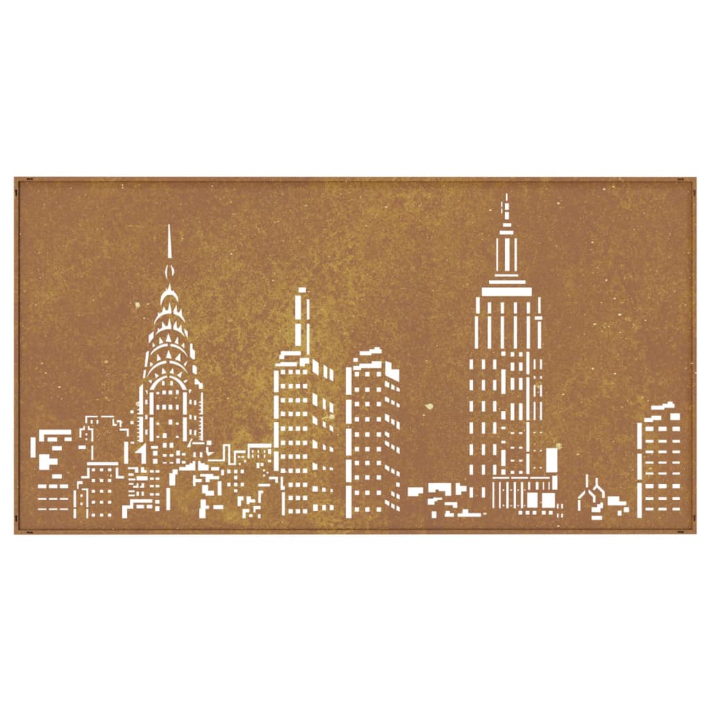 Outdoor wall decoration 105x55 cm skyline design corten steel - number 5.