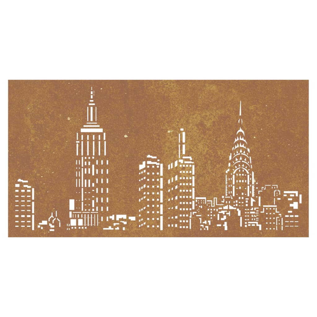 Outdoor wall decoration 105x55 cm skyline design corten steel - number 4.
