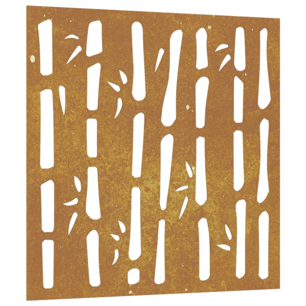 Outdoor wall decoration 55x55 cm bamboo design corten steel - 55 x 55 x 0 7 cm (l x w x h) - number 2.