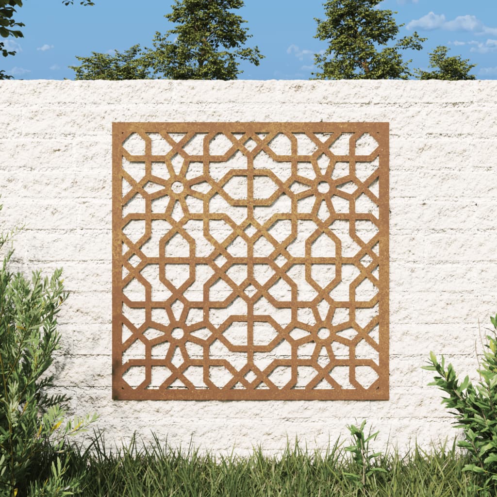 Outdoor wall decoration 55x55 cm moorish design corten steel - 55 x 55 x 0 7 cm (l x w x h) - number 1.