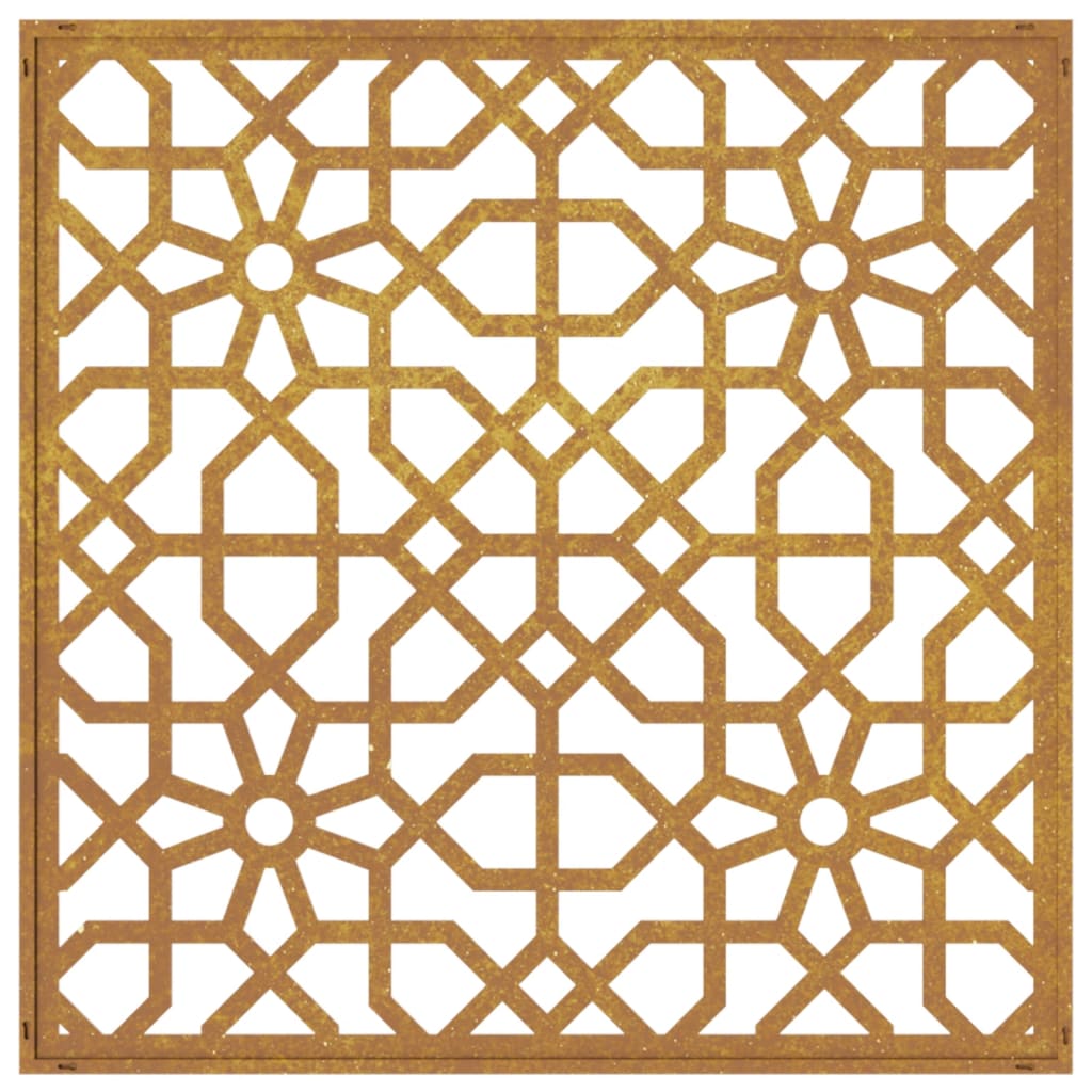 Outdoor wall decoration 55x55 cm moorish design corten steel - 55 x 55 x 0 7 cm (l x w x h) - number 5.