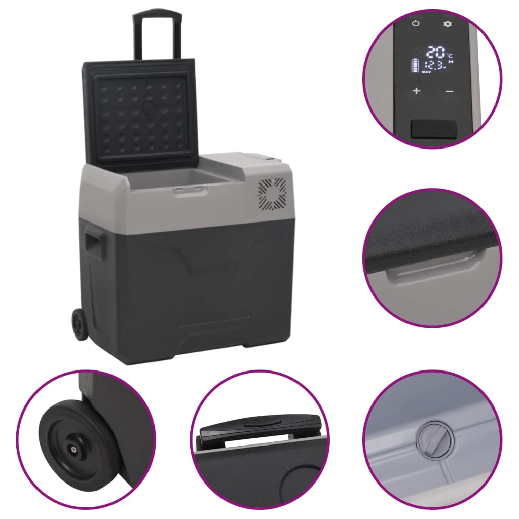 Cooler box with wheels and handle polypropylene black and gray - 50 l, without adapter - number 8.