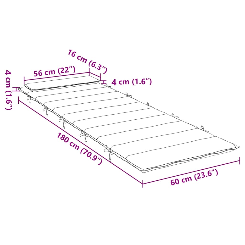 Hynde til liggestol 180x60x3 cm oxfordstof - sort, 1 - number 9.