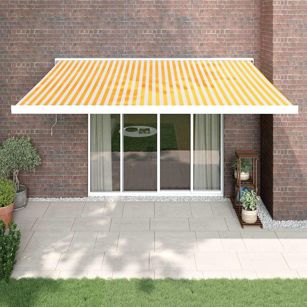 Folding awning 4x3 m fabric and aluminum yellow and white - number 1.