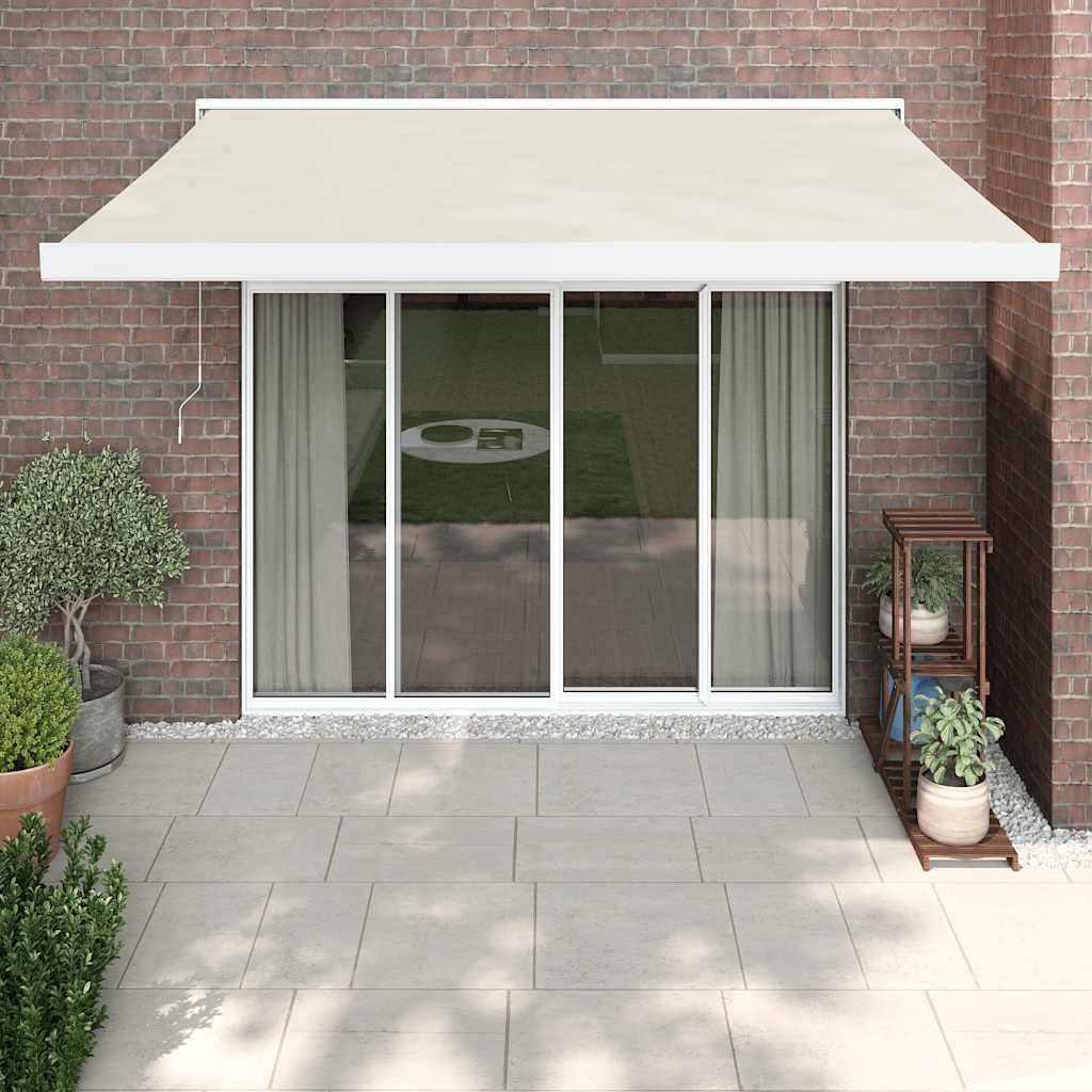 Folding awning 3.5x2.5 m fabric and aluminum cream-colored - cream-colored and white, 350 x 250 cm, 1 - number 1.