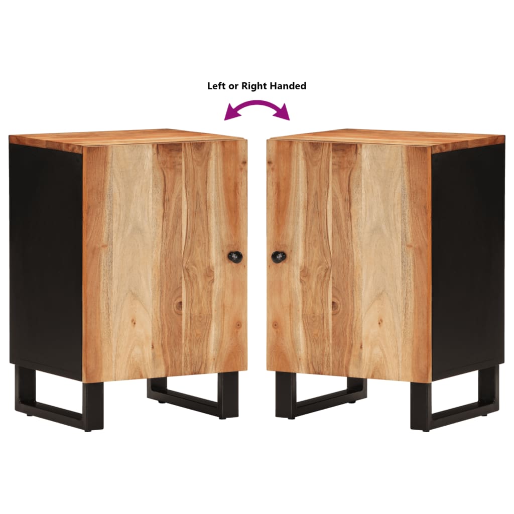 Væghængt badeværelsesskab 38x33x58 cm massivt akacietræ - number 7.