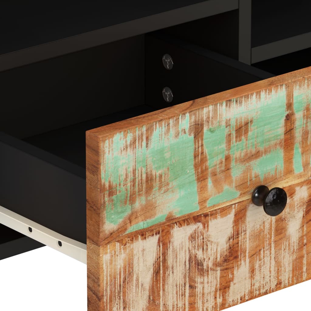 Tv-bord 100x33x46 cm massivt genbrugstræ og konstrueret træ - number 8.