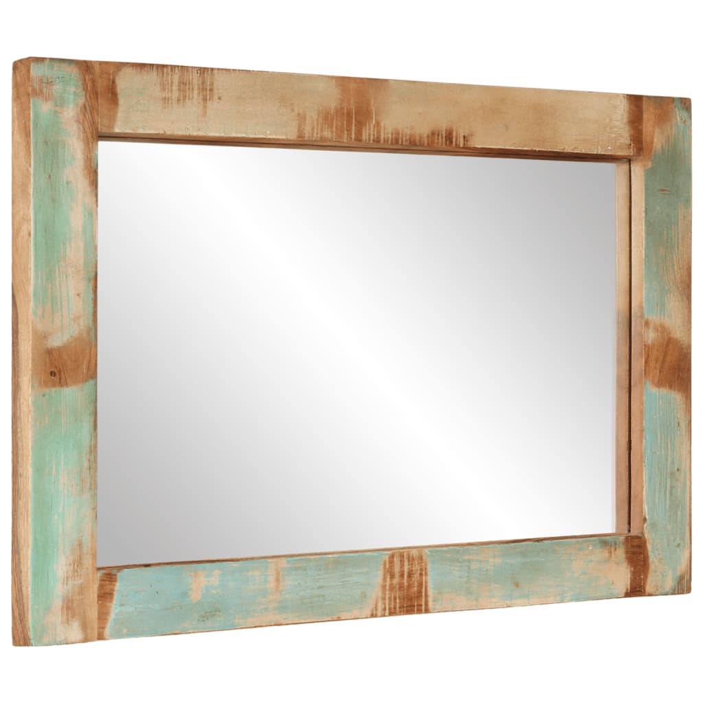 Miroir 70x50 cm bois massif recyclé et verre - number 3.