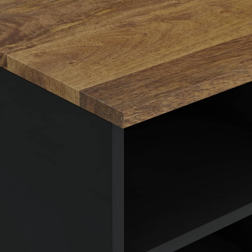 Tv-bord 100x33x46 cm massivt mangotræ og konstrueret træ - honningfarvet, 1 - number 5.