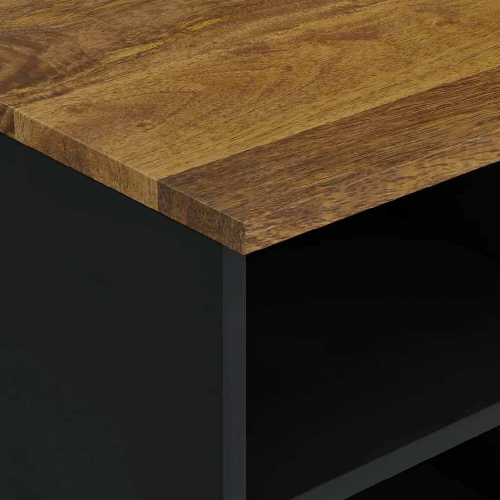 Tv-bord 100x33x46 cm massivt mangotræ og konstrueret træ - honningfarvet, 1 - number 6.