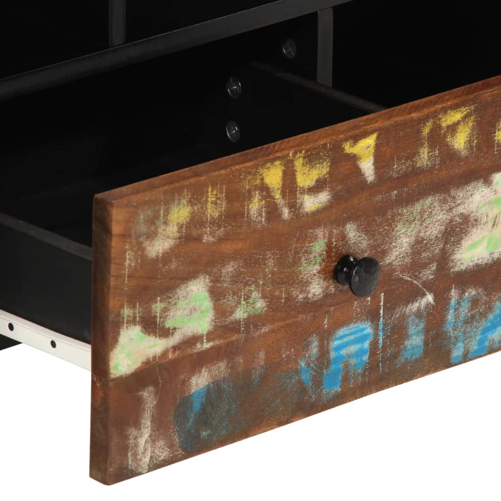 Tv-bord 100x33x46 cm massivt genbrugstræ og konstrueret træ - number 10.