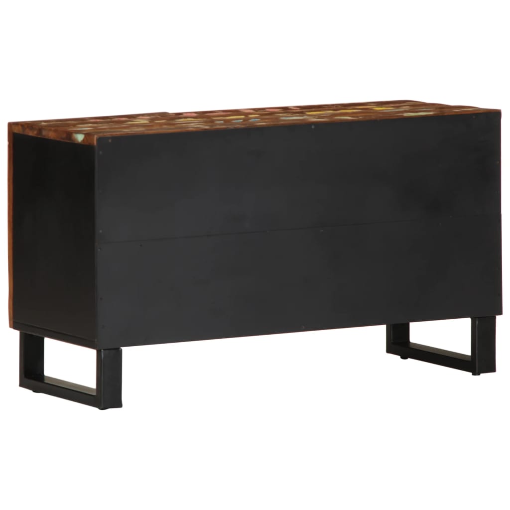 Tv table 80x33x46 cm solid recycled wood and engineered wood - number 5.