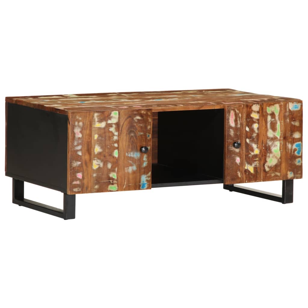 Sofabord 100x54x40 cm massivt genbrugstræ og konstrueret træ - number 2.