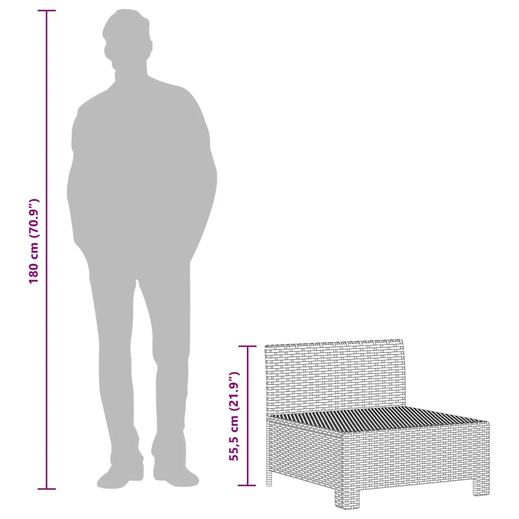 Midtermodul til havesofa med hynde polyrattan grå - number 9.