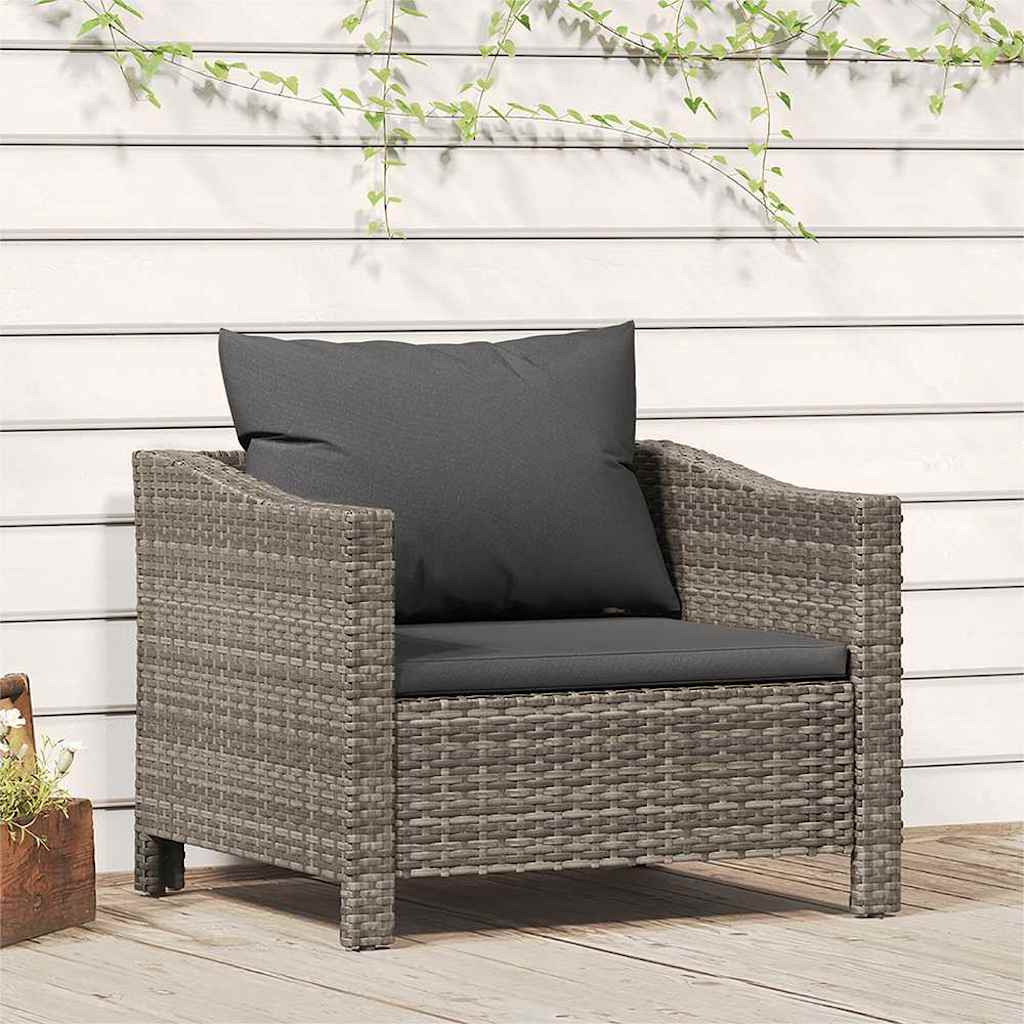 Havestol med hynde polyrattan grå - number 1.