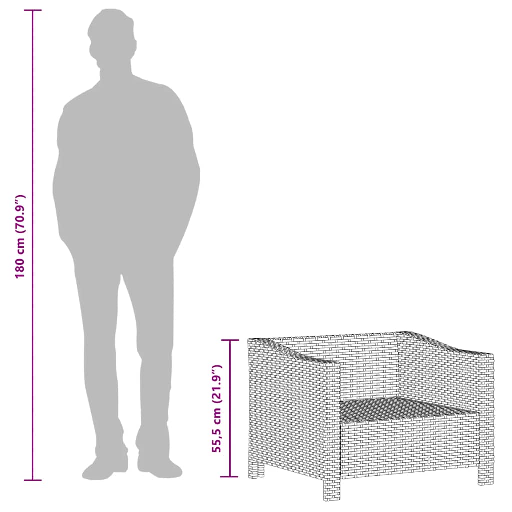 Havestol med hynde polyrattan grå - number 9.