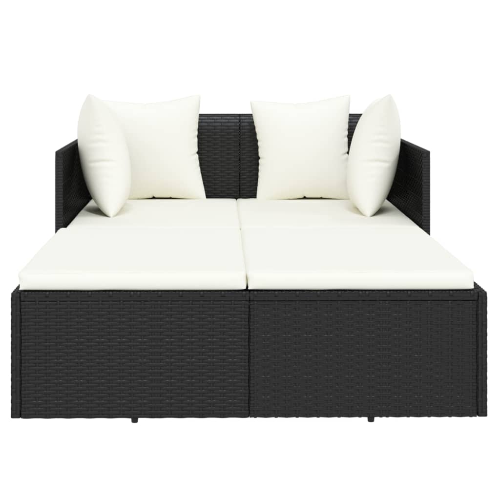 Solseng med hynder 182x118x63 cm polyrattan - sort - number 3.