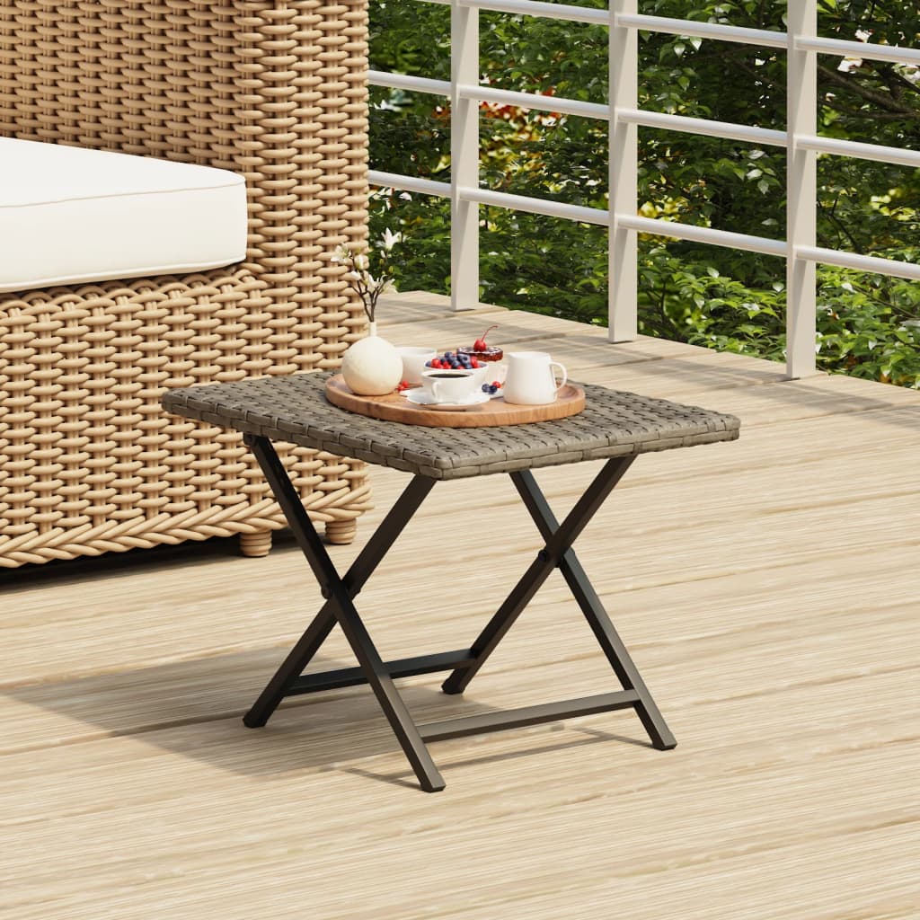 Foldbart bord 45x35x32 cm polyrattan - grå, 1 - number 1.